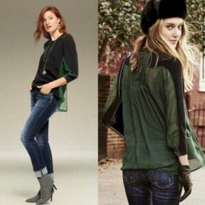 Cabi Get Together Sweater Black and Green Pullover Sweater